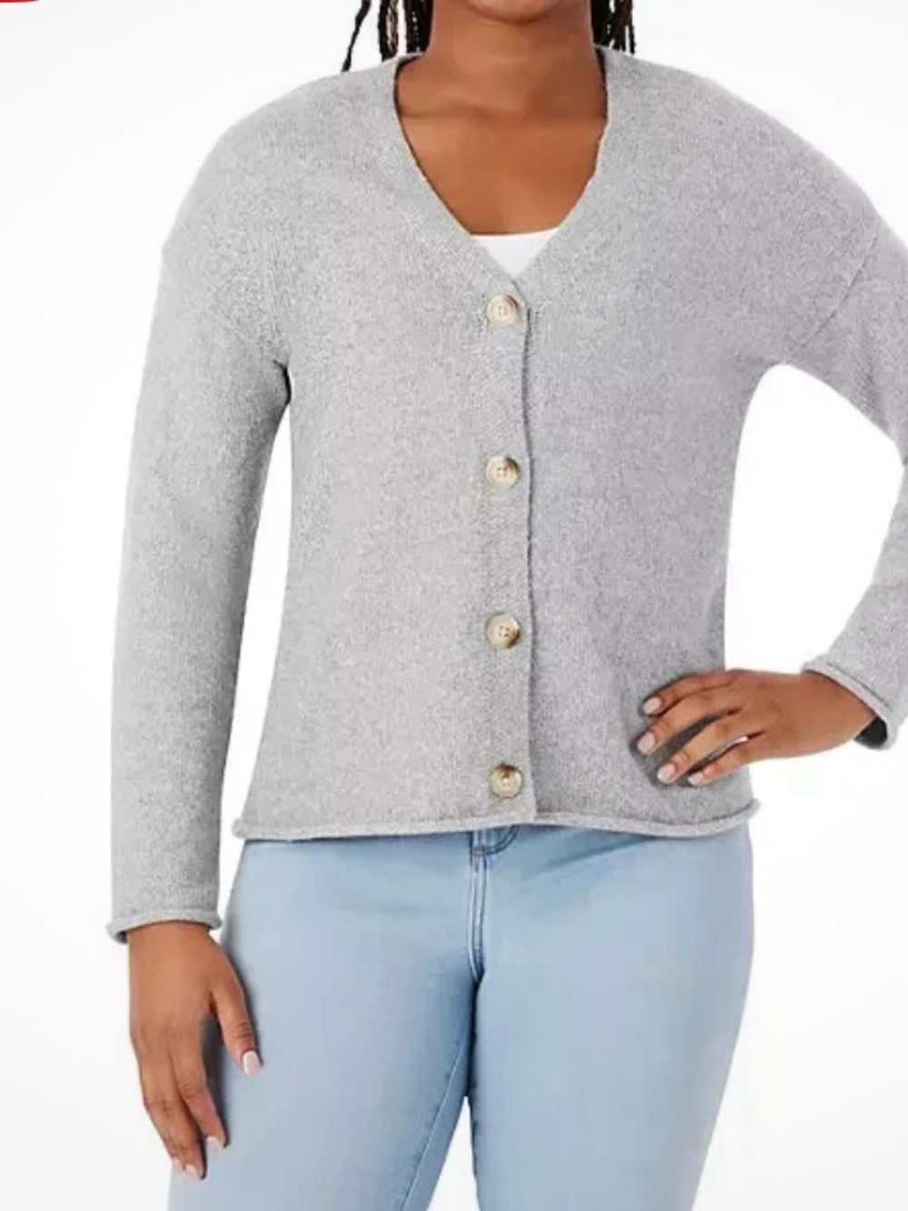 NWT- Cozy Gray Button-Front Women’s Sweater